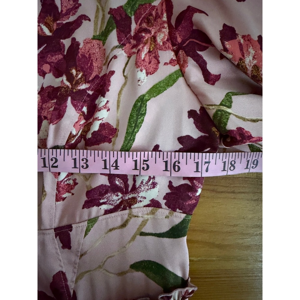 Cinq a Sept Pink Floral Orchid Midi Dress V-Neck Flutter Sleeve Womens Size 8 - Picture 8 of 12